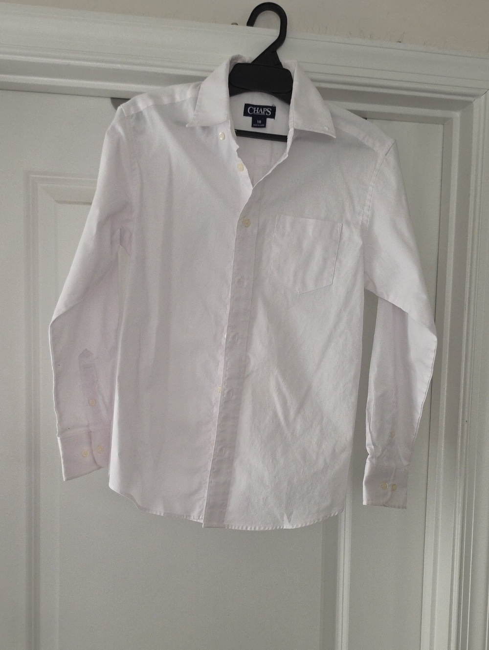 Chaps Kid's Size 10 White Long-Sleeve Dress Shirt